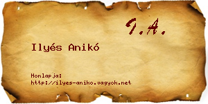Ilyés Anikó névjegykártya